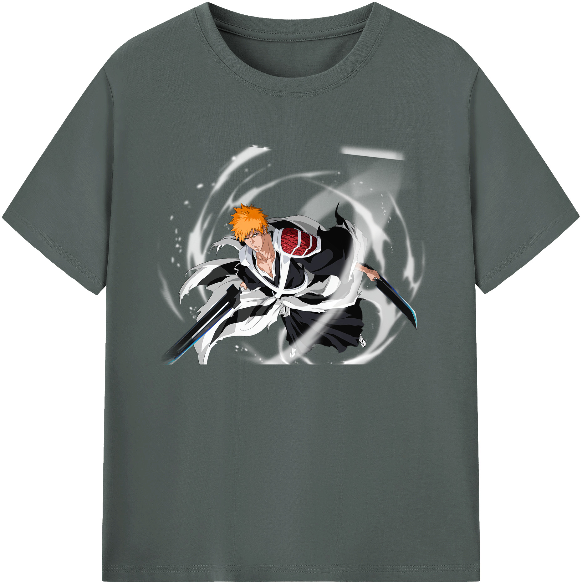 （画像用） ブリーチ 黒崎一護（くろさき いちご）BLEACH Kurosaki Ichigo 綿100％ メンズ半袖Tシャツ｜肌触りやわらか＆通気性